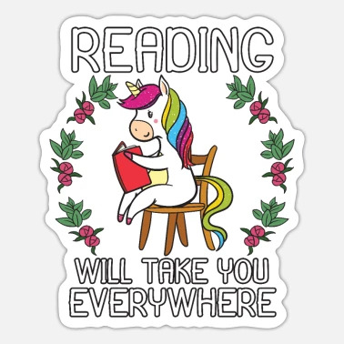 Reading Unicorn Sticker