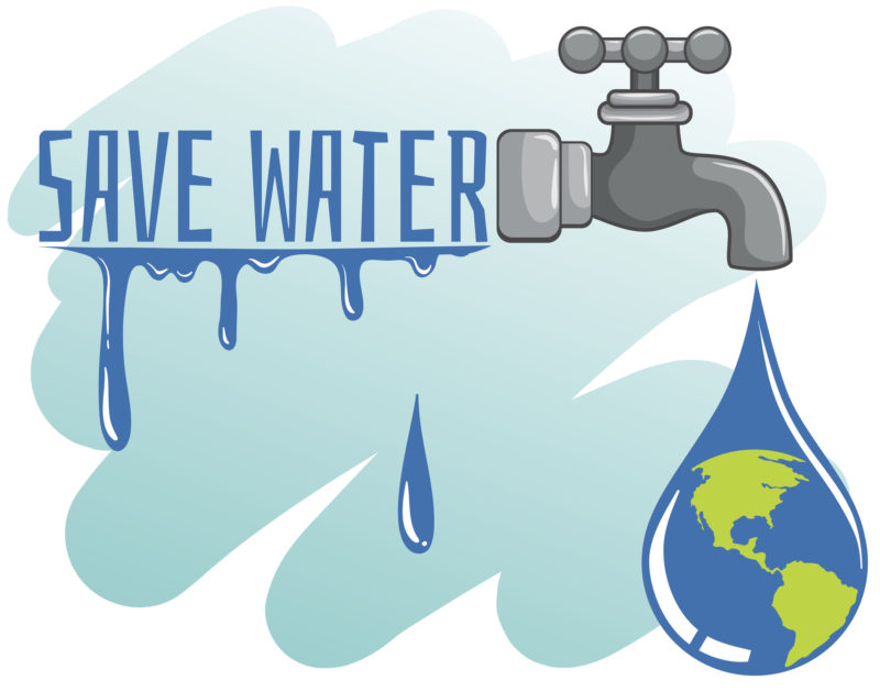Save Water Theme With Earth And Faucet